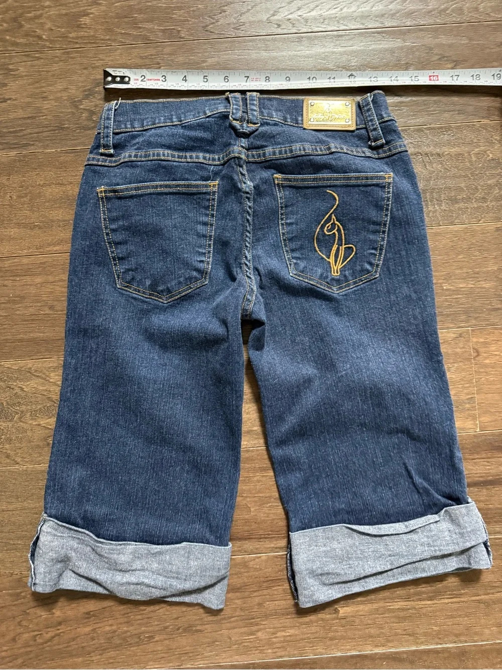 Baby Phat Dark Blue Denim Knee Length Jean Shorts